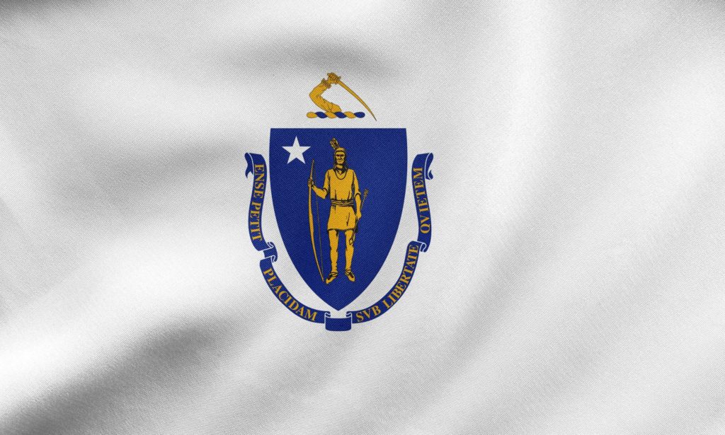 An image of the Massachusetts state flag.