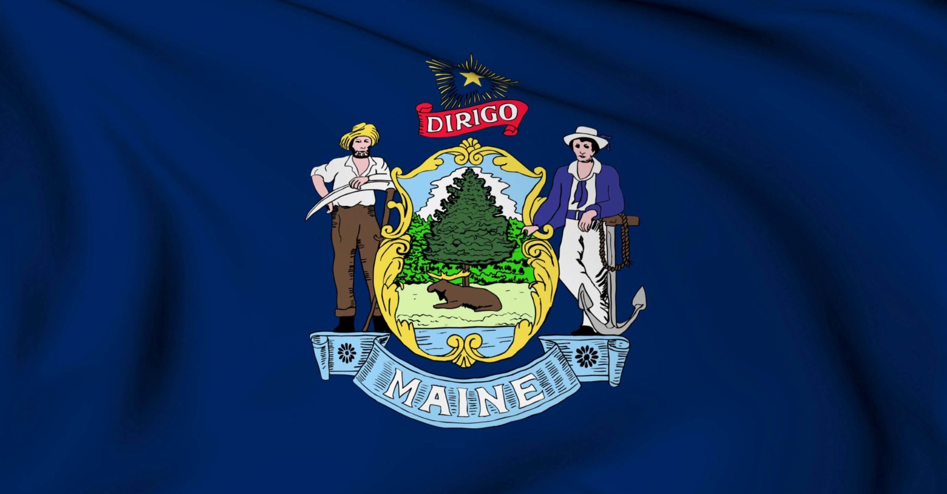 An image of the Maine State flag, a state where you should carry truck insurance coverage.